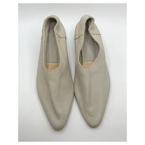 OYSTER Women's Gray Leather Almond-Toe Flat Shoes SZ 36(US6)